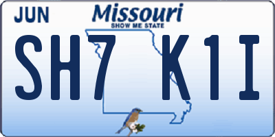 MO license plate SH7K1I