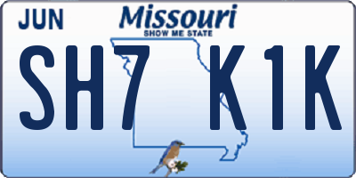 MO license plate SH7K1K