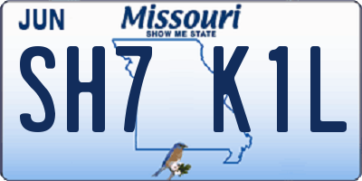 MO license plate SH7K1L
