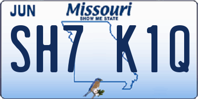MO license plate SH7K1Q