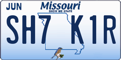 MO license plate SH7K1R