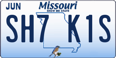 MO license plate SH7K1S