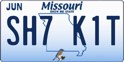 MO license plate SH7K1T