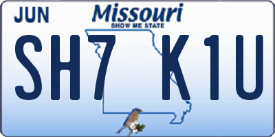MO license plate SH7K1U