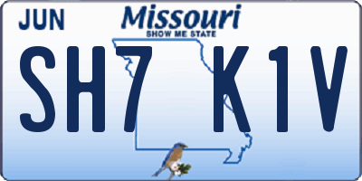 MO license plate SH7K1V