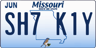 MO license plate SH7K1Y
