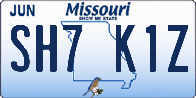 MO license plate SH7K1Z