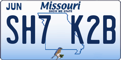 MO license plate SH7K2B