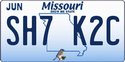 MO license plate SH7K2C