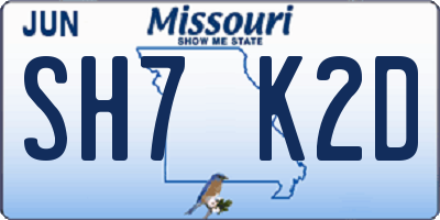 MO license plate SH7K2D