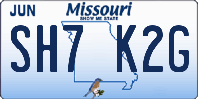 MO license plate SH7K2G