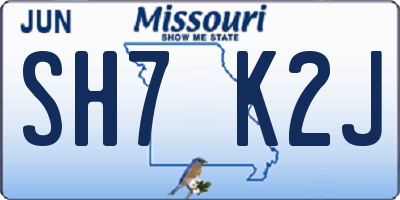 MO license plate SH7K2J
