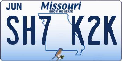 MO license plate SH7K2K