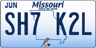 MO license plate SH7K2L