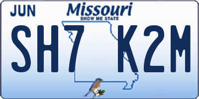 MO license plate SH7K2M