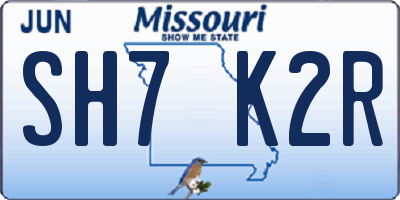 MO license plate SH7K2R