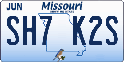 MO license plate SH7K2S