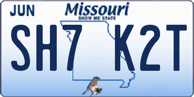 MO license plate SH7K2T