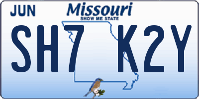 MO license plate SH7K2Y
