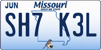 MO license plate SH7K3L