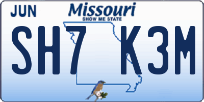MO license plate SH7K3M