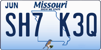 MO license plate SH7K3Q