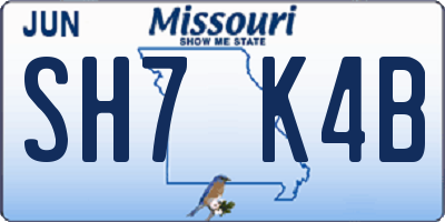 MO license plate SH7K4B