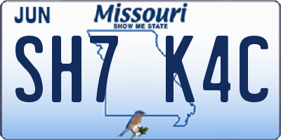 MO license plate SH7K4C