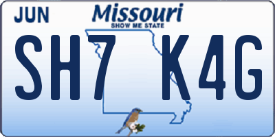 MO license plate SH7K4G