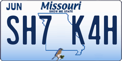MO license plate SH7K4H