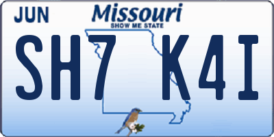 MO license plate SH7K4I