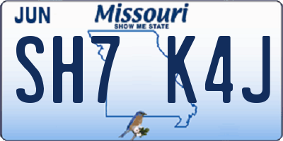 MO license plate SH7K4J