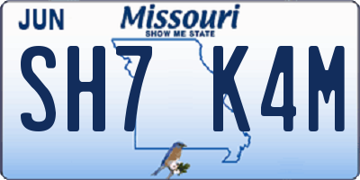 MO license plate SH7K4M
