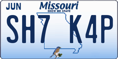MO license plate SH7K4P