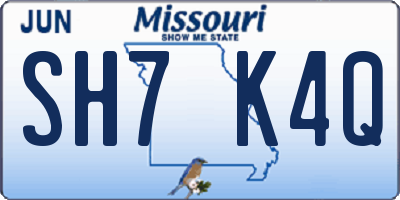 MO license plate SH7K4Q
