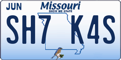 MO license plate SH7K4S