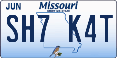 MO license plate SH7K4T