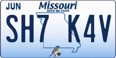 MO license plate SH7K4V