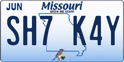 MO license plate SH7K4Y