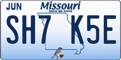 MO license plate SH7K5E