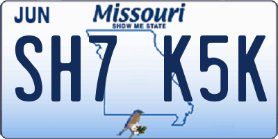 MO license plate SH7K5K