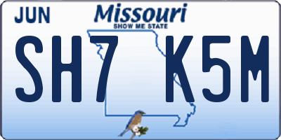 MO license plate SH7K5M