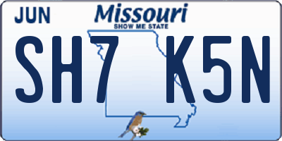 MO license plate SH7K5N