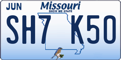 MO license plate SH7K5O