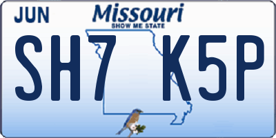 MO license plate SH7K5P