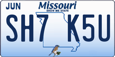 MO license plate SH7K5U