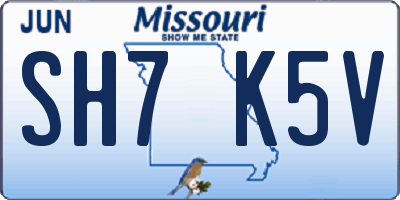 MO license plate SH7K5V