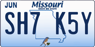 MO license plate SH7K5Y