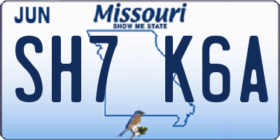 MO license plate SH7K6A