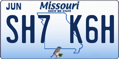 MO license plate SH7K6H